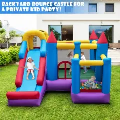 Costway 5-In-1 Inflatable Bounce Castle with Basketball Rim & Climbing Wall