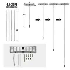 Costway 20FT Snow Roof Rake Reinforced Aluminum Snow Removal Tool for Roof
