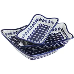 Blue Rose Polish Pottery 1930 Zaklady 3 Piece Serving Dish Set