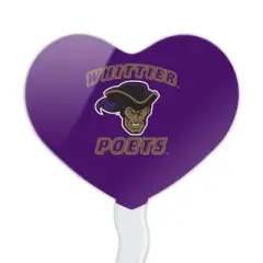 Whittier College Poets Logo Heart Love Cupcake Picks Toppers Decoration Set of 6