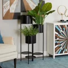 39.5" Wide Planter Pot Modern Metal Black - Olivia & May