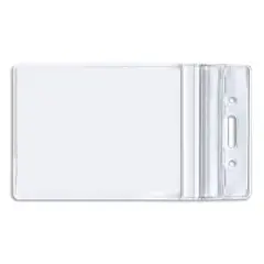50pk Vertical Resealable ID Badge Holder 3.75" x 3.68" Clear - Advantus: Vinyl Name Badge Holders, Snap Closure, Solid Pattern