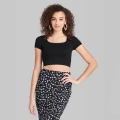 Women's Short Sleeve Square Neck Fitted Seamless T-Shirt - Wild Fable&trade;