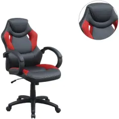 TiramisuBest Black & Red Upholstered Office Gaming Chair, Modern Style, Adjustable Height