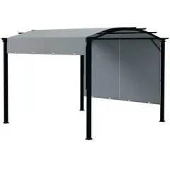 Resenkos Outdoor Garden Gazebo, Sunshade Gazebo Canopy,11' x 11' Outdoor Retractable Pergola with Canopy for Backyard, Gray Gray, Black