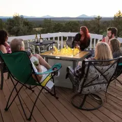 Outsunny 31.5" Gas Fire Pit Table with Glass Rocks, Glass Wind Guard, Waterproof Cover, 50,000 BTU Fire Table, Brown