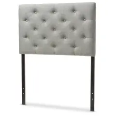 Twin Viviana Modern And Contemporary Fabric Upholstered Button Tufted Headboard Gray - Baxton Studio