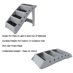 Pet Adobe 4-Step Folding Pet Stairs for Indoor and Outdoor Use, Gray