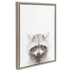 Raccoon Framed Canvas Art Gray (24"x18") - Uniek