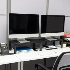 Mind Reader Large Dual Monitor Stand/Riser for Computer Screens Black