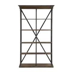 86.5" Corbin Double Bookcase Brown - Treasure Trove Accents
