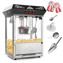 Olde Midway Vintage-Style Tabletop Popcorn Machine Maker Popper with 8 ounce Kettle
