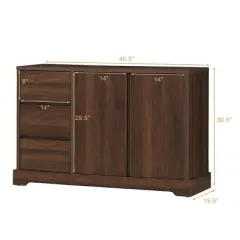 Costway Buffet Sideboard Cupboard Cabinet Console Table W/ 3 Drawers & Adjustable Shelf