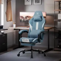 GTPLAYER Ergonomic Gaming Chair with Footrest, Lumbar Support, Breathable Computer Chair with Pocket Spring Cushion, Chairs for Adults