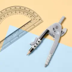 Compass and Protractor Set Gray - up&up&trade;: Plastic Measuring Tools for Math and Drawing, Kids Ruler, 6" Range