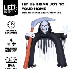 Joyfy 10 FT Halloween Inflatables Outdoor Decorations, Giant Grim Reaper Archway Inflatables with Build-in LEDs for Halloween Party Yard Lawn Decor