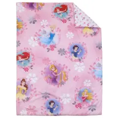 Disney Pretty Pretty Princess Pink, Blue, and Yellow 4 Piece Toddler Bed Set