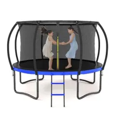 Outdoor Trampoline 14FT Big Trampoline With Inner Safety Enclosure Net, Ladder, PVC Spring Cover Padding