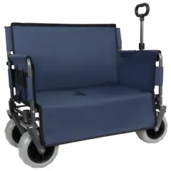 CAVINAS 3-in-1 Folding Wagon Cart,Shopping Cart with Bench Seat,Wagon for Camping,Shopping