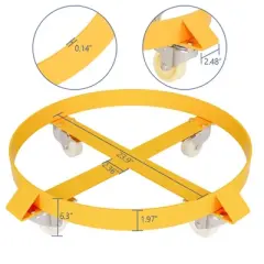 55 Gallon Heavy Duty Drum Dolly, 1000 Lbs Capacity, Steel Frame with Casters, Non-Tipping Barrel Cart for Warehouse