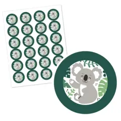Big Dot of Happiness Koala Cutie - Bear Birthday Party and Baby Shower Circle Sticker Labels - 24 Count