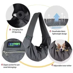 XJESPET & GOOPAWS: Comfy Pet Sling Bag - Grey - Carry Small Dogs