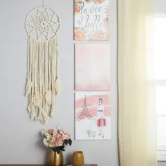 Okuna Outpost Large Macrame Dream Catcher, Bohemian Style Home Wall Decor (White, 46 x 11.8 in)