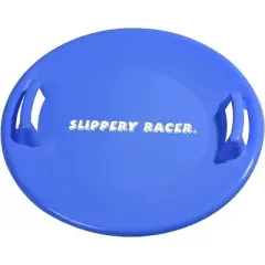 Slippery Racer Heavy-Duty Cold Resistant Downhill Pro Adults and Kids Plastic Outdoor Winter Saucer Disc Snow Sled with Handles (2 Pack)