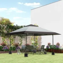 Outsunny 13' x 13' Pop Up Canopy Tent, UV50+ Instant Tents for Parties, Height Adjustable, with Wheeled Carry Bag and 4 Sand Bags