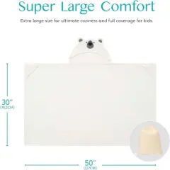 Joyfy Hooded Towel for Kids Soft 30x50in Bath Beach Towel 100% Cotton Toddler Pool Hood Absorbent Swim Wrap  White Bear  for Kids 3-10 Years