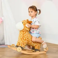 TopComfy Baby Bouncer and Rocker Toddler Kid Chair Plush Giraffe Rocking Horse Toy for Playroom Living Room, Yellow, 24.75"*15"*24.75"