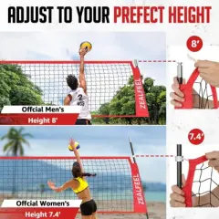 Volleyball Net Set 12ft/20ft, Height Adjustable, Portable with Carry Bag for training & backyard use