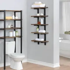 Pomona Metal and Solid Wood Bath Wall Shelf Natural - Alaterre Furniture