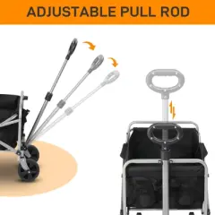 DOMETOUR Collapsible Folding Utility Wagon &uml;C Heavy-Duty All-Terrain Cart for Camping, Garden, Beach, and Outdoor Hauling Needs