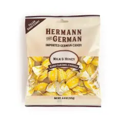 Hermann the German Hard Caramel Candy MILK & HONEY Filled 4.4 oz. (Pack of 2)