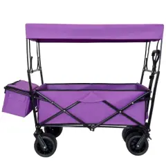 YONWAY Collapsible Wagon with Canopy,Wagon Stroller with 7" All-Terrain Wheels,480Lbs Large Capacity for Camping,Shopping,Sports,and Garden Use,Purple