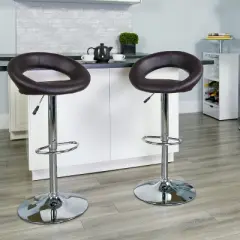 Flash Furniture Contemporary Vinyl Rounded Orbit-Style Back Adjustable Height Barstool with Chrome Base