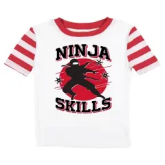 Ninja Skills Youth Boy's Red & White Striped Short Sleeve Shirt & Sleep Pants Set