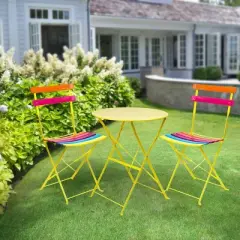 Steel Foldable Bistro Set Vibrant Rainbow - Alpine Corporation