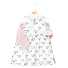 Hudson Baby Infant Girl Cotton Dress and Cardigan Set, Tea Party