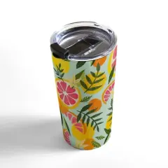 Cat Coquillette Grapefruit Blooms Mint Palette 20 oz Stainless Steel Travel Mug - Deny Designs