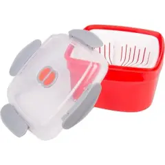 Good Cooking Microwave Cookware Steamer- 3 Pc Microwave Cooker w Food Container, Removable Strainer & Locking Steam Vent Lid-Great Christmas Gift Idea