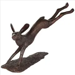 Design Toscano Leaping Hare, Jumping Rabbit Cast Bronze Garden Statue