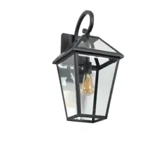 21"(H) 1-Pack Outdoor Wall Lantern Light &uml;C Modern Black Metal & Clear Glass Sconce for Porch, Patio, and Garden Lighting (Bulb Not Included)