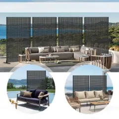 DSVIMOY Privacy Screens and Panels, Freestanding Outdoor Indoor Privacy Screen, Rhombus-Shaped Decorative Privacy Screen, Black, 48.31"*15.75"*70.75"