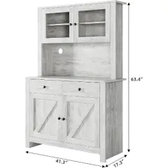 Garvee Kitchen Pantry Cabinet with Microwave Stand, Freestanding Hutch Cabinet with Buffet Cupboard