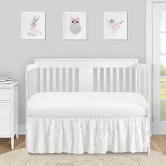 Sweet Jojo Designs Girl Baby Crib Bed Skirt Rose Collection Solid White