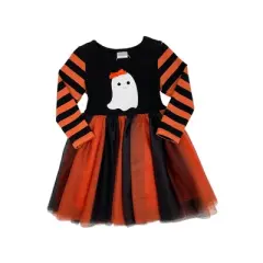 Girls How Do You Boo Striped Sleeve Tutu Dress - Mia Belle Girls