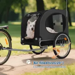 Dog Bike Trailer for Medium Large Dogs - Convertible to Jogging Stroller, Foldable Pet Bicycle Carrier with 19" Air Tires, fits 20"-29" Bike