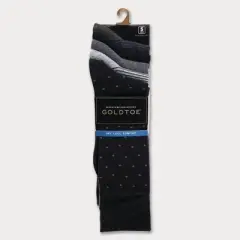 Signature Gold by GOLDTOE Men's Classic Dot Crew Socks 5pk - Black